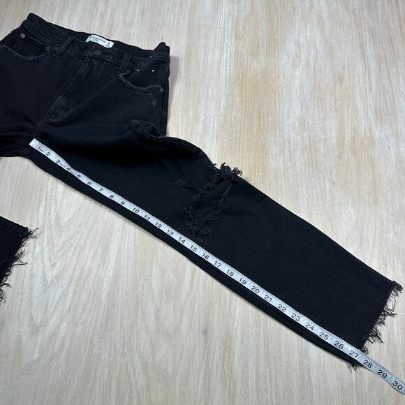 Abercrombie & Fitch The Skinny High Rise Edgy Distressed Ripped Black Jeans 28 - Picture 8 of 15